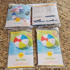 NEW inflatable beach pool set waterslide 10 foot long & 3 beach balls 14" & 25"